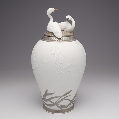Lladro 'Herons Realm' Covered Vase