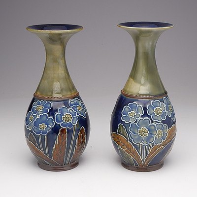 Pair of Doulton Lambeth Vases, Designed by Florence C Roberts