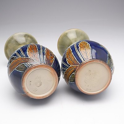 Pair of Doulton Lambeth Vases, Designed by Florence C Roberts