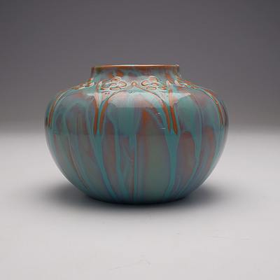 Pilkington Royal Lancastrian Arts & Crafts Drip Glazed Ceramic Vase Dated 1910