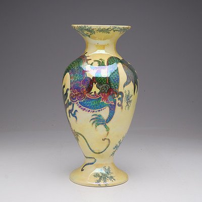 English Bursley Ware Dragon Vase Designed by Frederick Rhead, Circa 1925