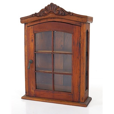 Antique Style Indonesian Teak Small Cabinet with Glass Door, Late 20th Century