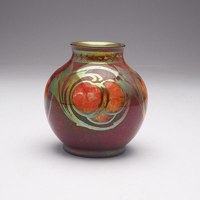Pilkington Royal Lancastrian Red Lustre Glazed Ceramic Vase by Richard Joyce