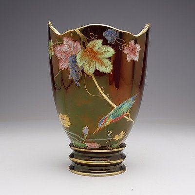 Carlton Ware 'Kingfisher' Design on Rouge Lustre Background, Early to Mid 20th Century