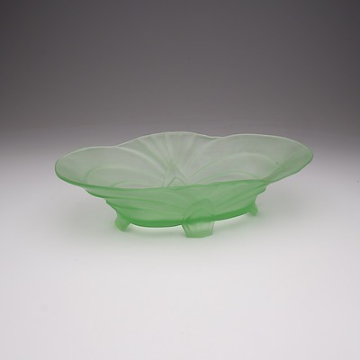 Art Deco Style Green Glass Footed Bowl
