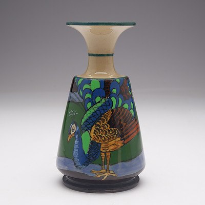 Late Victorian Wardle & Co Peacock Vase, Circa 1880