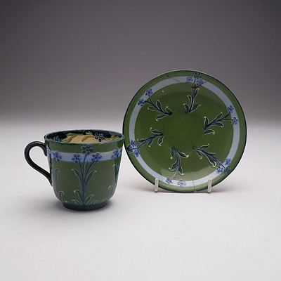 Macintyre Moorcroft 'Florian' Cup and Saucer, Early 20th Century