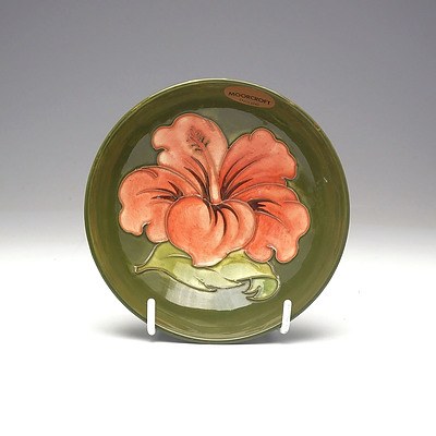 Walter Moorcroft Hibiscus Bowl with Royal Warrant Label to Base