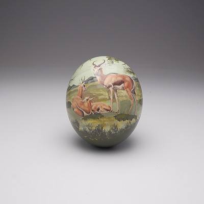 Ostrich Egg with Hand Painted Antelope Motif
