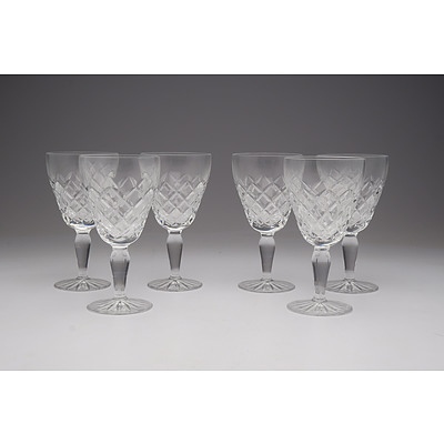 Six Orrefors Crystal Wine Glasses