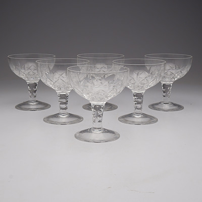Set of Six Stuart Crystal Champagne Glasses