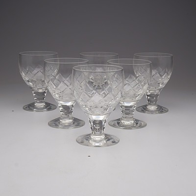 Set of Six Stuart Crystal Wine Glasses