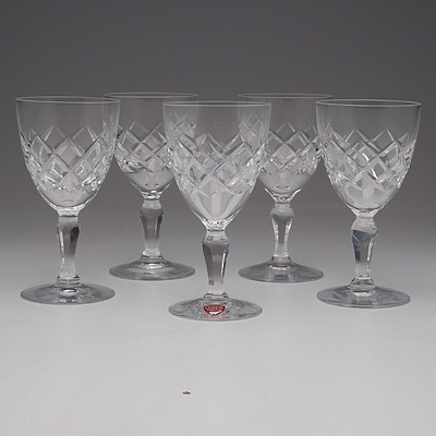 Five Orrefors Cut Crystal Port Glasses