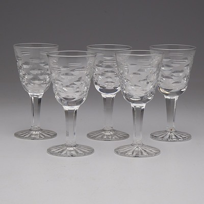 Five Waterford Cut Crystal Port Glasses