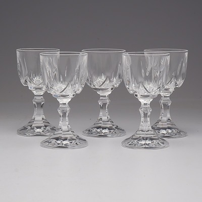 Five Crystal Sherry Glasses