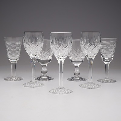 A Group of Crystal Glasses, Including Stuart and Waterford
