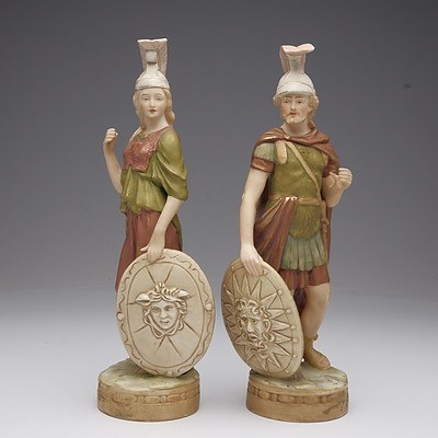 Pair of Royal Dux Roman Porcelain Figures