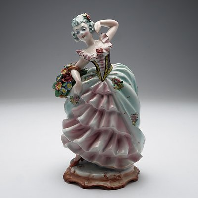Italian Ceramic Lady with Flowers and a Japanese Ceramic Girl