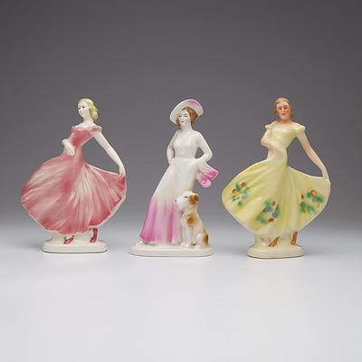 Three Porcelain Figures of Art Deco Ladies