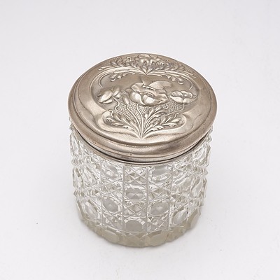 Edwardian Sterling Silver and Cut Crystal Jar, William Devenport, Birmingham, 1908