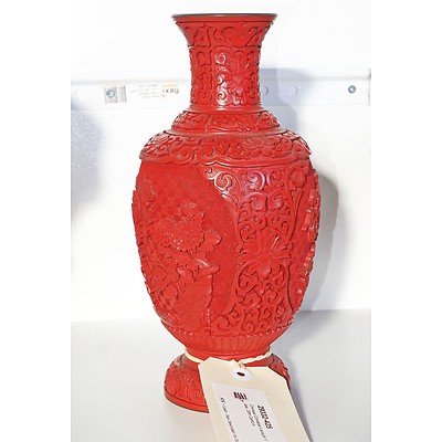Chinese Cinnabar Lacquer Vase, 20th Century