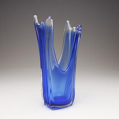 1950's Blue Art Glass Vase
