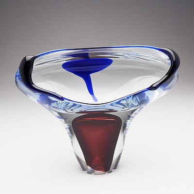 Adam Jablonski Studio Glass Vase, Signed and Dated 1992
