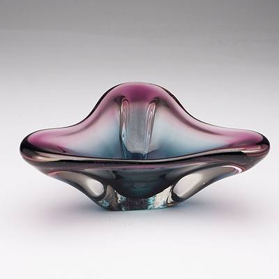 Italian Murano Glass Lobed Purple Bowl Circa 1950's