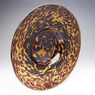 Large Art Glass 'Tortoiseshell' Bowl and Dish