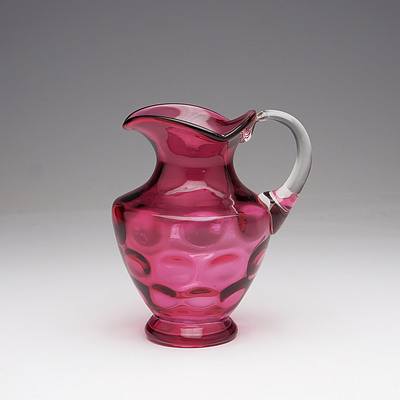 Cranberry Glass Jug with Dimpled Pattern