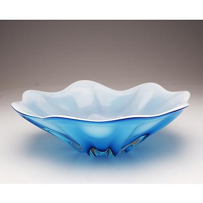 Retro Blue Art Glass Bowl