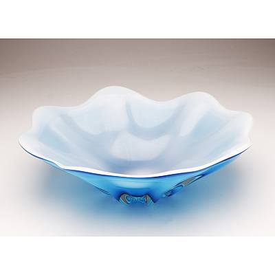 Retro Blue Art Glass Bowl