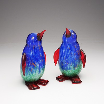 Pair of Art Glass Penguins