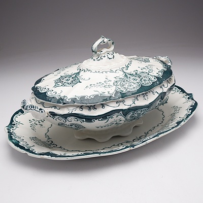 Antique Tunstall Transfer Printed Tureen and Tray 