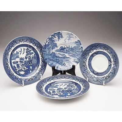 Three Churchill Plates and One Staffordshire "Ridgway" Plate