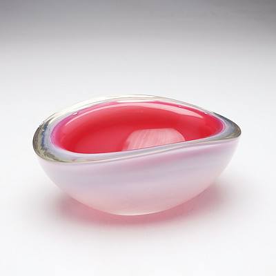 Murano Pink/Red Cased Glass Bowl