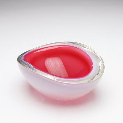 Murano Pink/Red Cased Glass Bowl