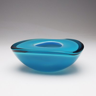 Seguso Cased Blue and Opalescent Glass 'Goede' Bowl