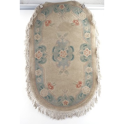 Chinese Sculpted Wool Pile Oval Rug