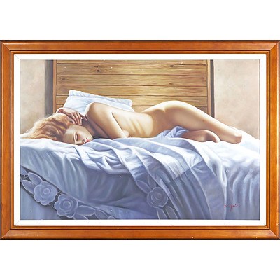 D. Epple (Dates Unknown) Resting Nude, Oil on Canvas Board