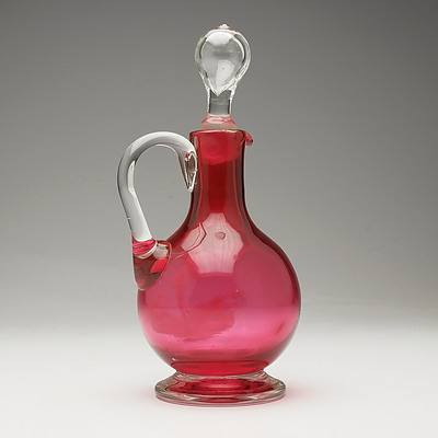 Victorian Mary Gregory Ruby Glass Vinegar Bottle