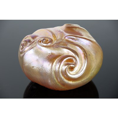 Colin Heaney Gold Iridescent Hand Blown Glass Paperweight