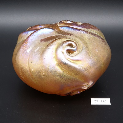 Colin Heaney Gold Iridescent Hand Blown Glass Paperweight