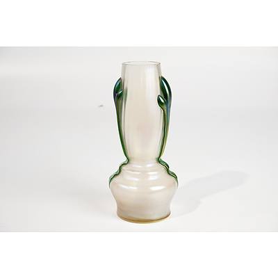 Bohemian Iridescent Glass Vase with Applied Trailings Circa 1900