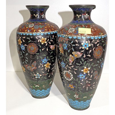 Pair of Antique Japanese Cloisonne Vases