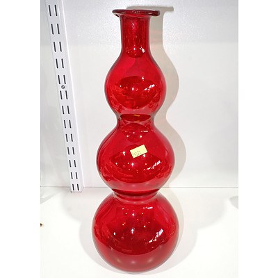 Vintage Ruby Glass Triple Gourde Vase