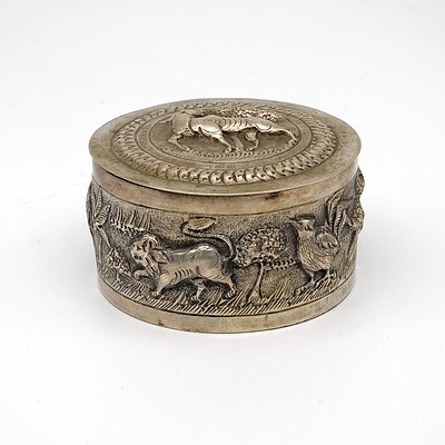 Antique Indian Repousse Decorated Silver Box