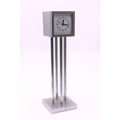 Swiss Mondaine Desk Clock with Quartz Movement, Steel and Aluminium