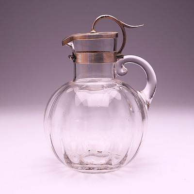 Good Late Victorian Sterling Silver Mounted and Hand Blown Glass Claret Jug, Norton and White Makers Birmingham  1898