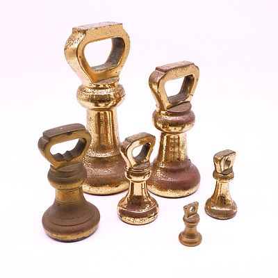 Set of Antique Cast Brass Standard Measure Weights